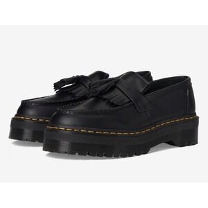 Dr. Martens Adrian Quad Leather Platform Loafers Black Smooth Men 9 Women 10 NEW